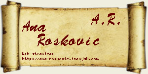 Ana Rošković vizit kartica